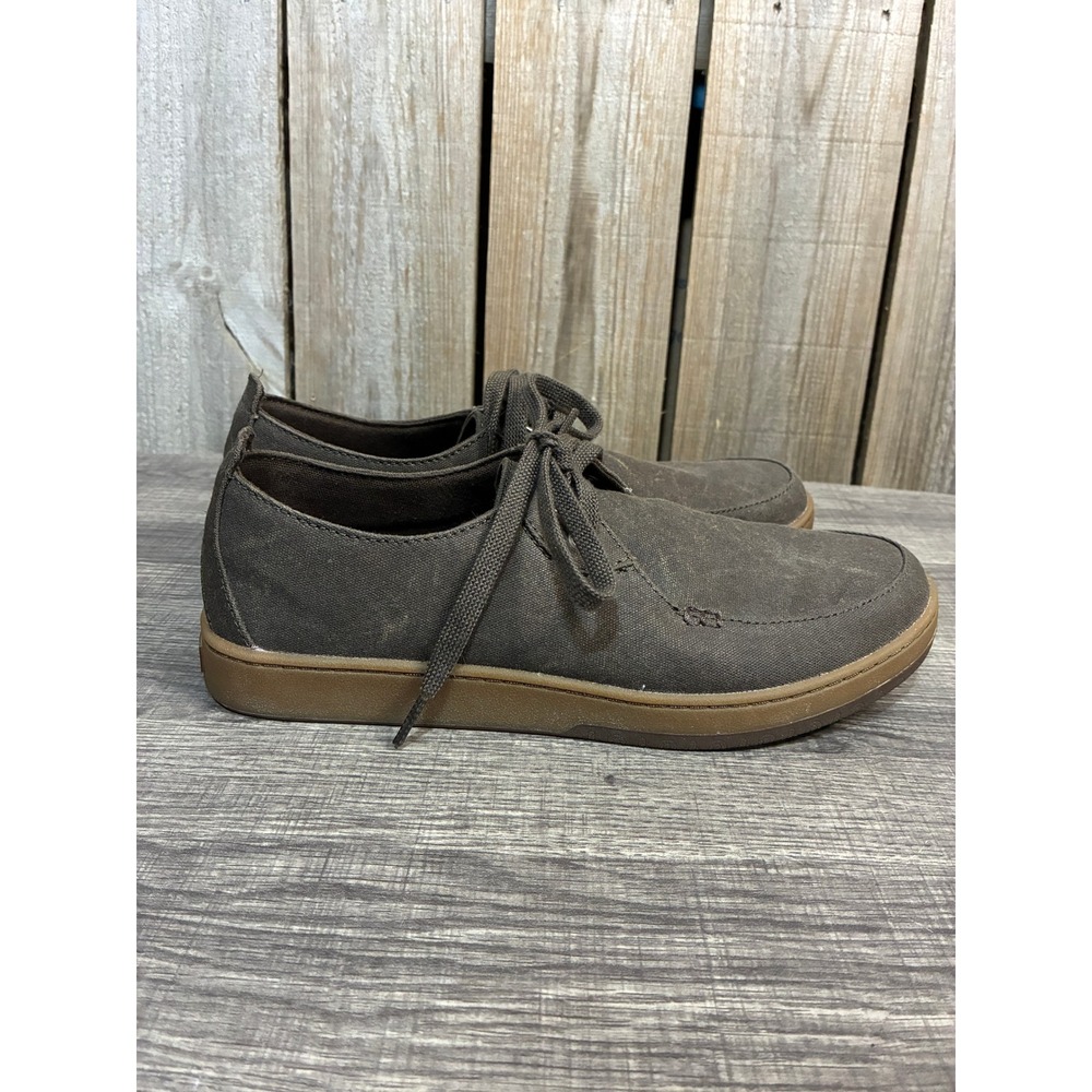 LL Bean Mens Canvas Sneakers Brown Low Top Lace Up Shoes 505999 Size 8.5 M